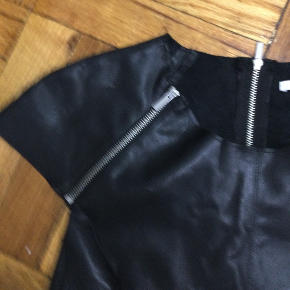 Bar III Dress Faux Black Leather Cap Sleeves Size M NWT - Picture 8 of 9